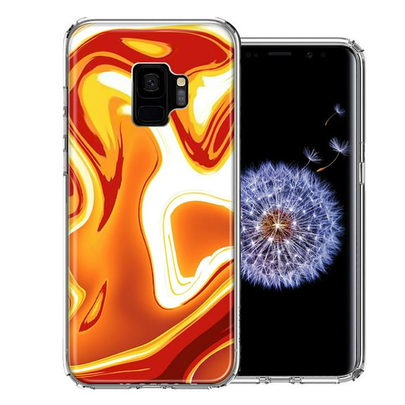 MUNDAZE For Samsung Galaxy S9 Orange White Abstract Design Double Layer Phone Case Cover