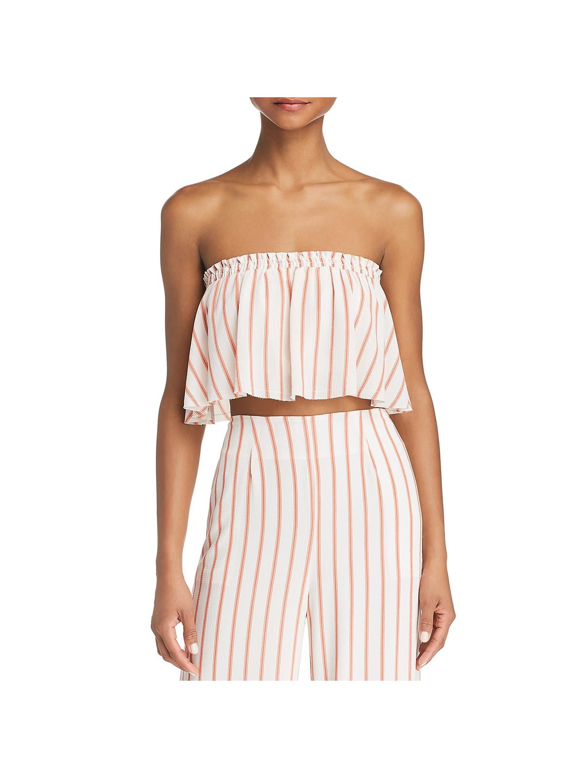 Sage The Label Ruched Shoulder Tie Crop Top main image 1