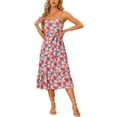 thumbnail image 2 of INSPIRE CHIC Women's Summer Sleeveless Floral Midi Dresses Belted Adjustable Strap Dress Multicolor S, 2 of 5