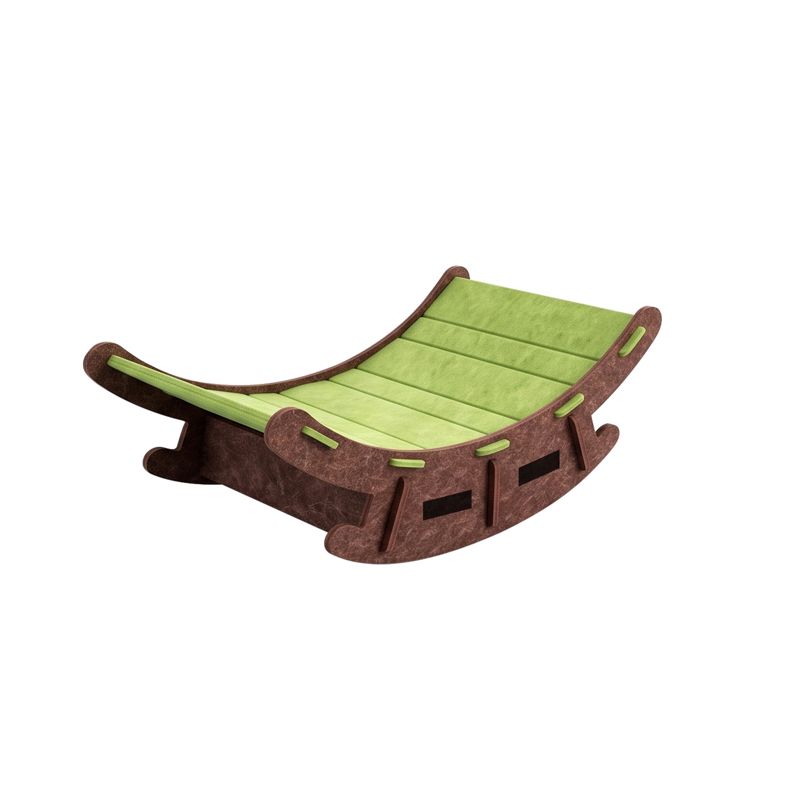 2‑in‑1 Felt Cat Rocking Bed, Foldable Cat Recliner Scratcher, Wear‑Resistant Curved Cat Scratch Post, Spacious All‑Season Cat Rocking Nest for Indoor Cats, Green 57*40*24cm