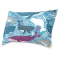 thumbnail image 2 of Whales Playing Velvet Oblong Lumbar Plush Throw Pillow Cover/Shams Cushion Case - 20x36in - Decorative Invisible Zipper Design for Couch Sofa Pillowcase Only, 2 of 5