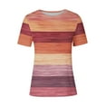 thumbnail image 4 of YueHuiYing Women's Vibrant Multi-Color Striped Short Sleeve Top - Soft Crew Neck Tee for Casual Everyday Style, 4 of 4