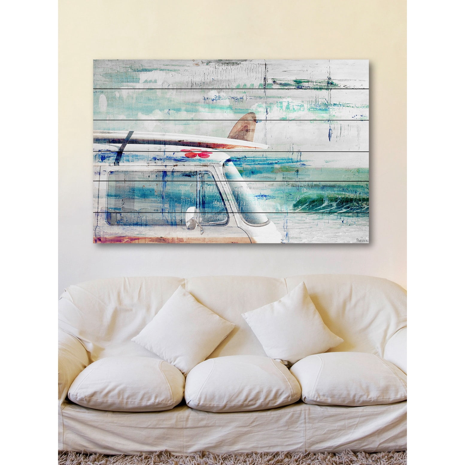 Parvez Taj Beach Trip White Wood Wall Art