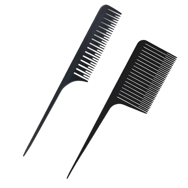 2x peines para resaltar el pelo peine de cola de antiestático de finos resistente al calor peine de peluquería para colorear, resaltar, m Zulema Black Destacando peine para el cabello