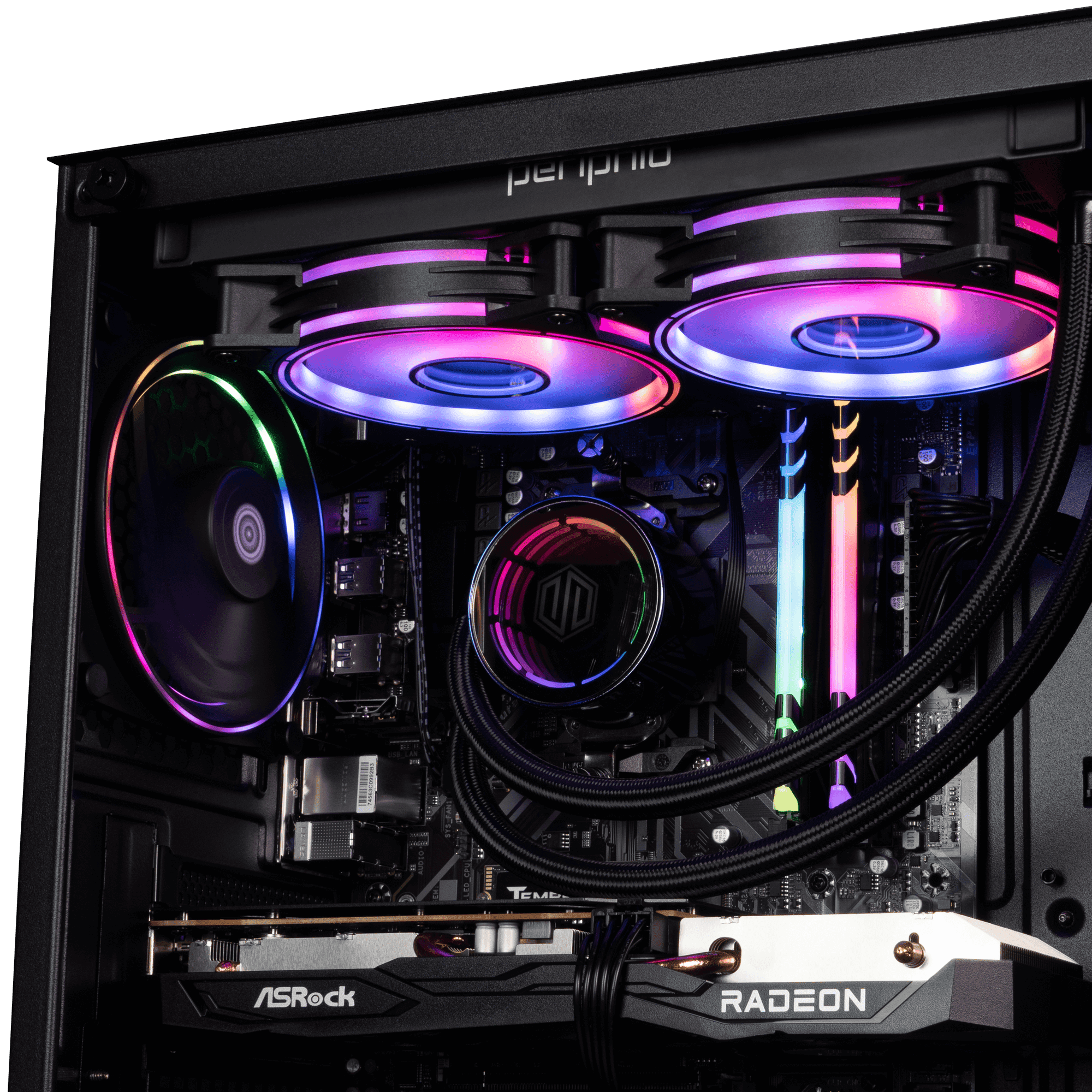 Periphio Firestorm Prebuilt Gaming PC | AMD Ryzen 5 5600X (4.6GHz Turbo) | Radeon RX 7600 (8GB) | 1TB M.2 NVMe SSD | 16GB DDR4 RAM | Windows 11 Computer | WiFi + BT