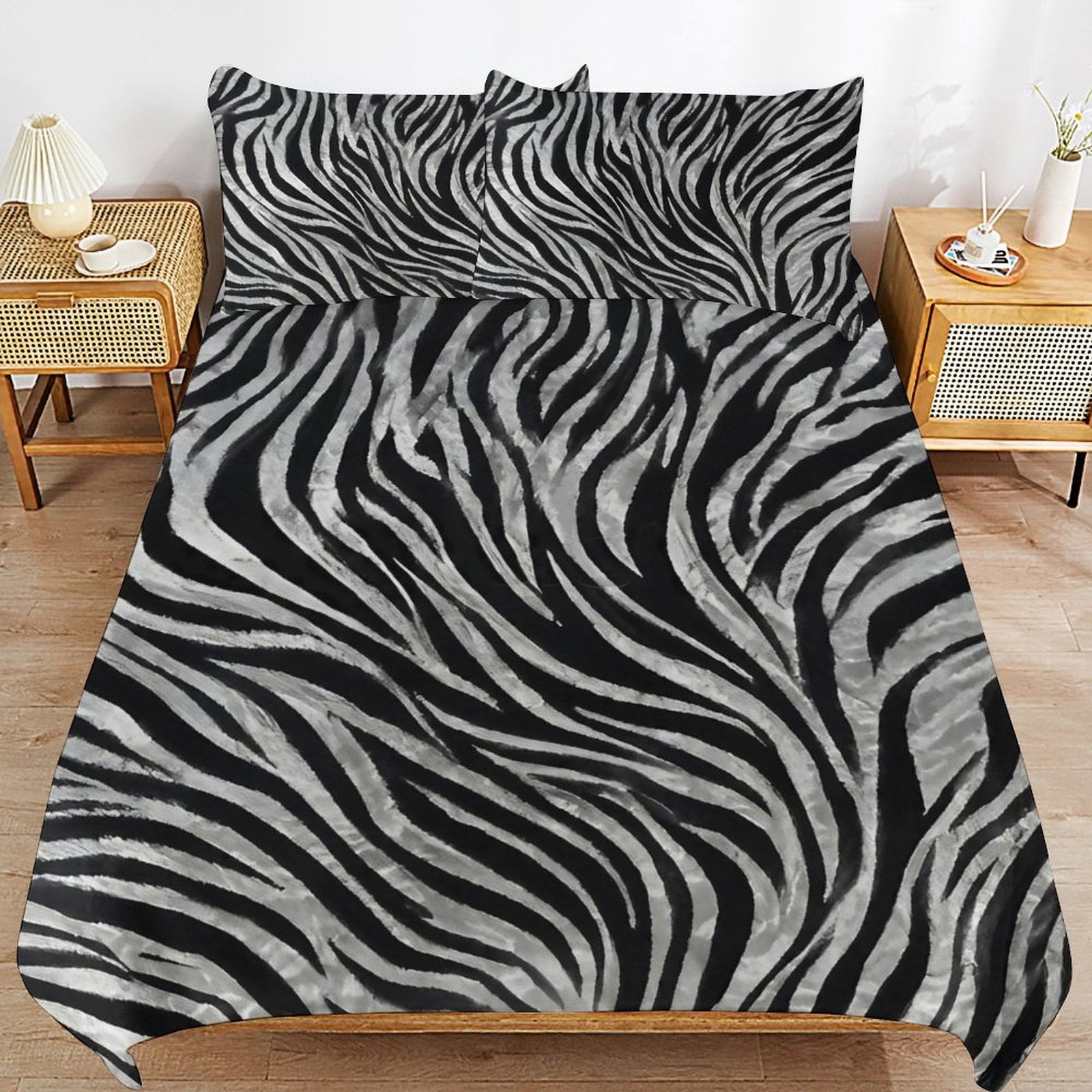 Zebra Pattern Fashion Style Set Duvet Cover Themed Multicolor Polyester Bedding Set Duvet Cover for Twin Size