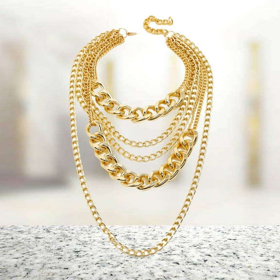 LABSERRON Fashion Necklaces For Women Multi Layer Necklace Golden Alloy 1Pack 14.6X2In