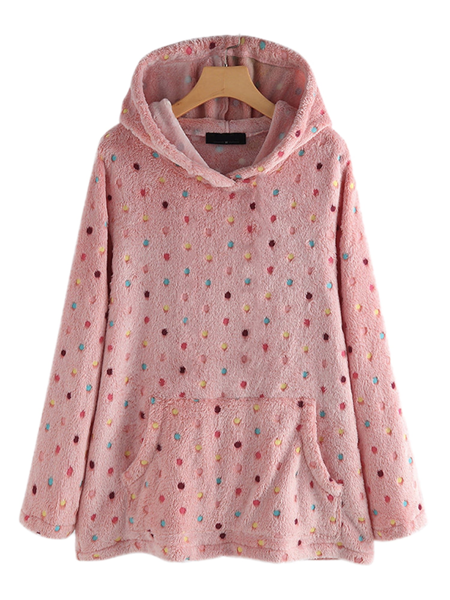 Women&#039;s Plus Size Hooded Polka Dot Fleece Hoodies Tops Pullover Sweatshirts - Walmart.com