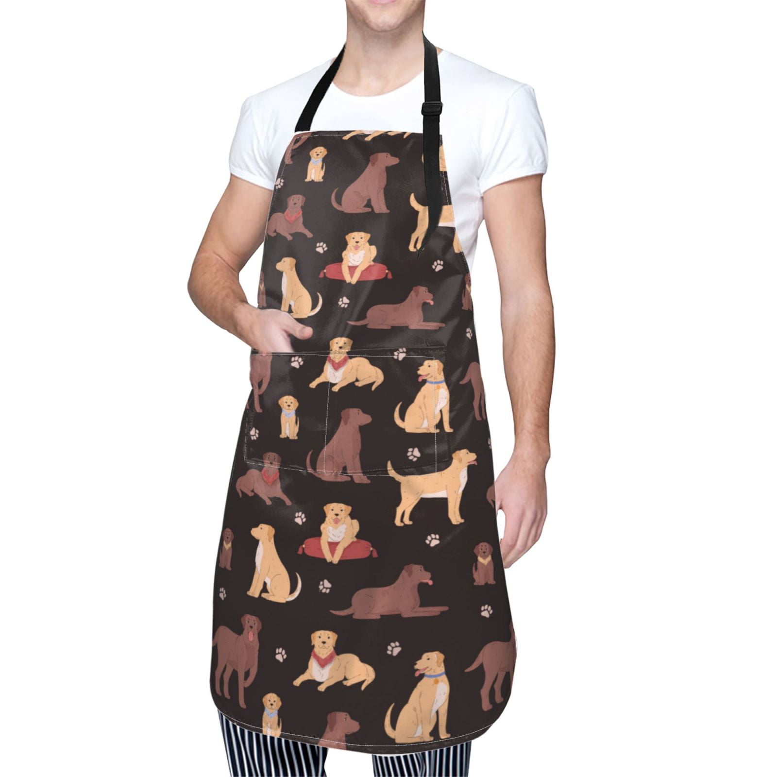 Vsdgher Labrador Retriever Dog Waterproof Apron with 2 Pockets Kitchen Chef Aprons Bibs for Grooming Cooking Baking Painting Gardening