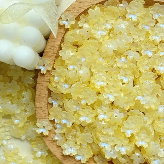 120 pc Electroplate Transparent Glass Beads AB color Plating Flower Yellow 10mm Glass