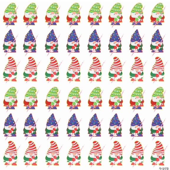 98 Pieces 8" Christmas Gnome Card with Red Glow Bracelet Handout Kit for 48