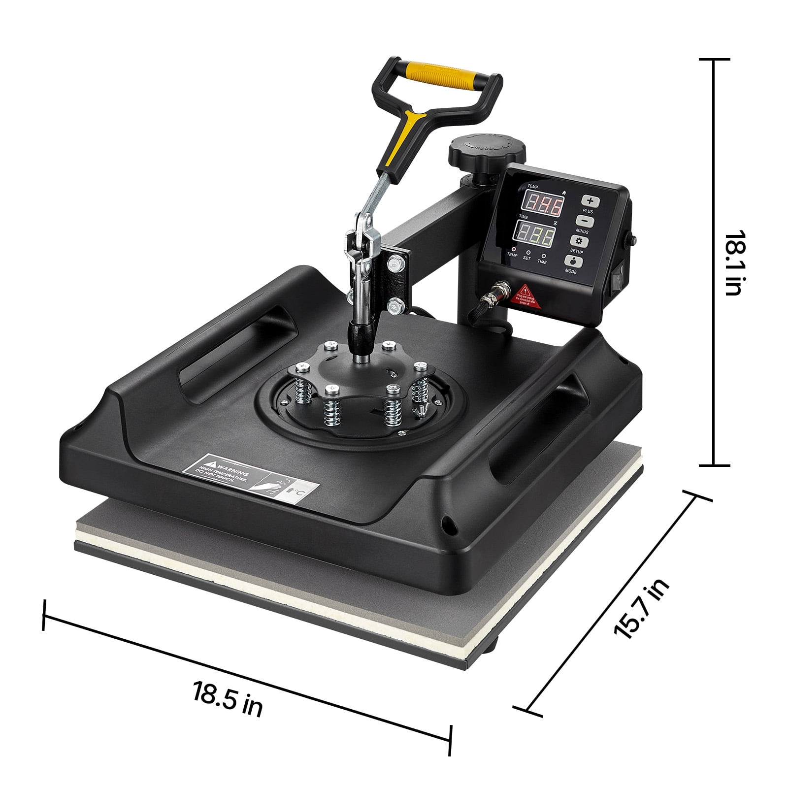 KFFKFF 8-in-1 Heat Press Machine with 15x15 Inch Plate, Swing-Away Design, Digital Control for T-Shirt, Hat, Mug, Plate Printing, Multifunctional Sublimation Transfer Tool, Black
