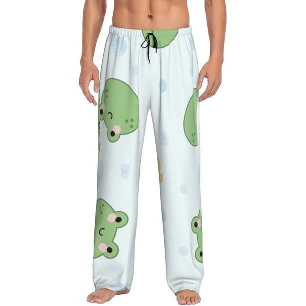 Balery Kawaii Frogs Pantalones de pijama para hombre, pijama ultraligero, pantalón de descanso-Large