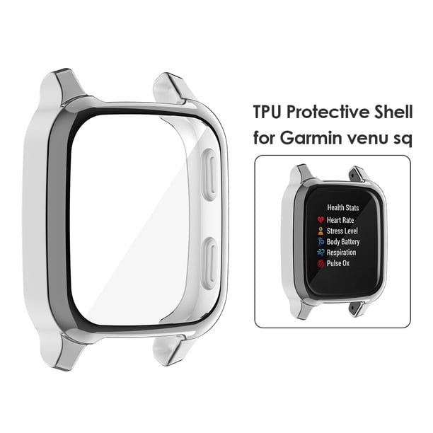 TPU Full Bumper Cover Screen Scratch Case para Garmin Venu Sq (Gris)