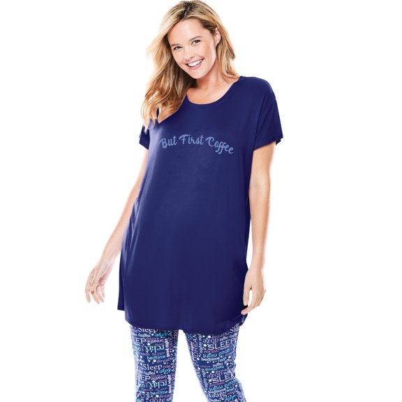 Dreams & Co. Women's Plus Size Soft Pj Tunic Tee
