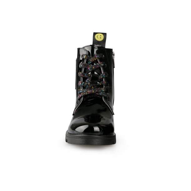 Bota para niña en Charol color Negro con detalle de rayo a 2 tonos en lateral y abroche de agujeta Dogi Bota