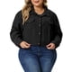 thumbnail image 1 of GRACE & GRANDEUR Chaqueta corta de mujer en tallas grandes, ligera, con botones, de pana, 2X, negra, 1 of 1