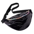 thumbnail image 3 of De cinturo Con Cremallera Ajustable Brillante Riñonera Deportiva Para Viaje Senderimos Gimnasia Negro jinwen Shiny Holographic Fanny Pack, 3 of 5