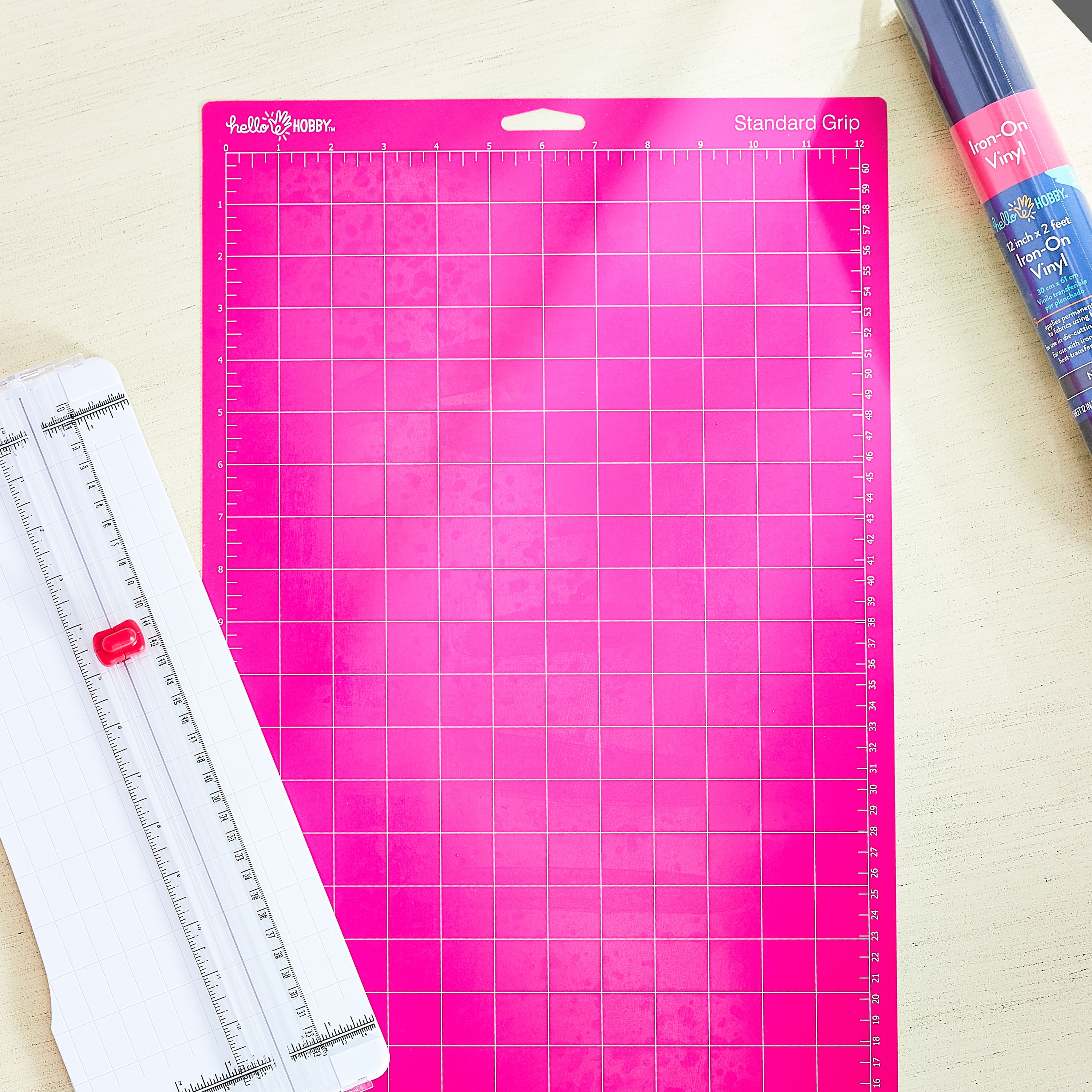 Hello Hobby 12" x 24" Standard Grip Adhesive Cutting Mat, Pink, 2 Count