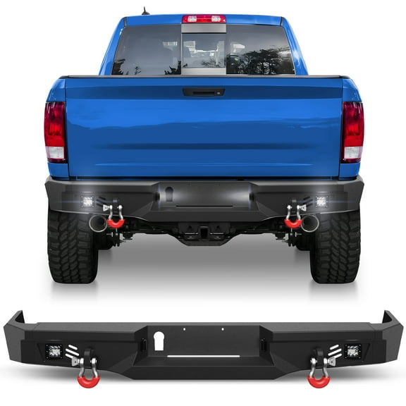 POFENZE Fits 2009-2018 Dodge Ram 1500 Rear Bumper Off Road Steel Bumper for 2019-2025 Dodge Ram 1500 Classic