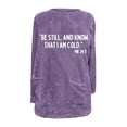thumbnail image 4 of Womens Sherpa Pullover Tops Round Neck Long Sleeve Plush Top Graphic Winter Thick Warm Shirts with Pockets (Purple M), 4 of 4
