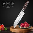 thumbnail image 5 of MOSFiATA Santoku Knife 7 Inch Kitchen Cooking Knife, 5Cr15Mov High Carbon Stainless Steel Japanese Chef Knife with Ergonomic Pakkawood Handle, Full Tang Vegetable Meat Cutting Knife with Sheath, 5 of 5