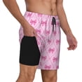 thumbnail image 2 of Naloa Pink bows Print Men Swim Trunks with Compression Liner ,Board Shorts,Men's Swim Shorts with Drawstring and Elastic Waistband-Medium, 2 of 6