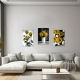 thumbnail image 5 of ZHONGYUTONG Elegant Rose Canvas Wall Art 3 Pieces Yellow Rose Flower Painting Prints Black and White Romantic Rustic Floral Picture Couples Bedroom Decor Framed (20.00" x 28.00" x 3PCS), 5 of 6