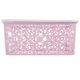 thumbnail image 4 of Caja de almacenamiento de plástico apilable Ahueca hacia fuera la cesta de almacenamiento de patrones retro delicados con tapa para ropa Papeles de cosméticos Juguetes - Tamaño pequeño (púrpura), 4 of 7