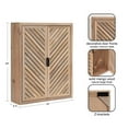 thumbnail image 6 of Kate and Laurel Mezzeta Decorative Modern Two-Door Floating Bathroom Cabinet, 22 x 7 x 28, Natural Wood, Decorative Solid Mango Wood Over the Toilet Storage Cabinet with Slatted Chevron Design, 6 of 9