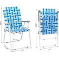 thumbnail image 2 of VibrantEcho Webbed Lawn Chairs Set of 2, Foldable Metal Patio Chairs Stable Steel Outdoor Chair for Camping, Fishing, Beach, Poolside, Backyard and BBQ,Blue&white, 2 of 8