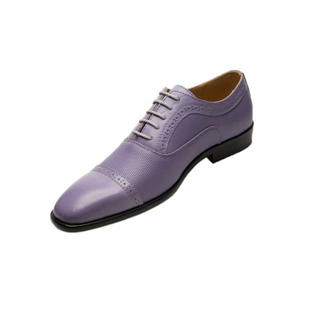 Kelly Lace - Mens Lace Up Style Casual Leather Lavender Purple Kelly Dress Shoes