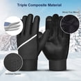 thumbnail image 3 of Winter Gloves for Men Texting Gloves Windproof Gloves Fleece Lined Cold Weather Warm Gloves Cold Weather Gloves | Touchscreen Gloves Casual Outdoor Sports Gloves - Black & L, 3 of 6