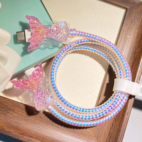 Tianyeda 2Pcs Charging Cable Protectors with 1pc Spiral Protective Rope