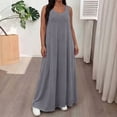 thumbnail image 2 of TFEOQRY Women's Plus Size Maxi Dress with Pockets Sleeveless Crew Neck Loose Casual Summer Long Dress, 2 of 6