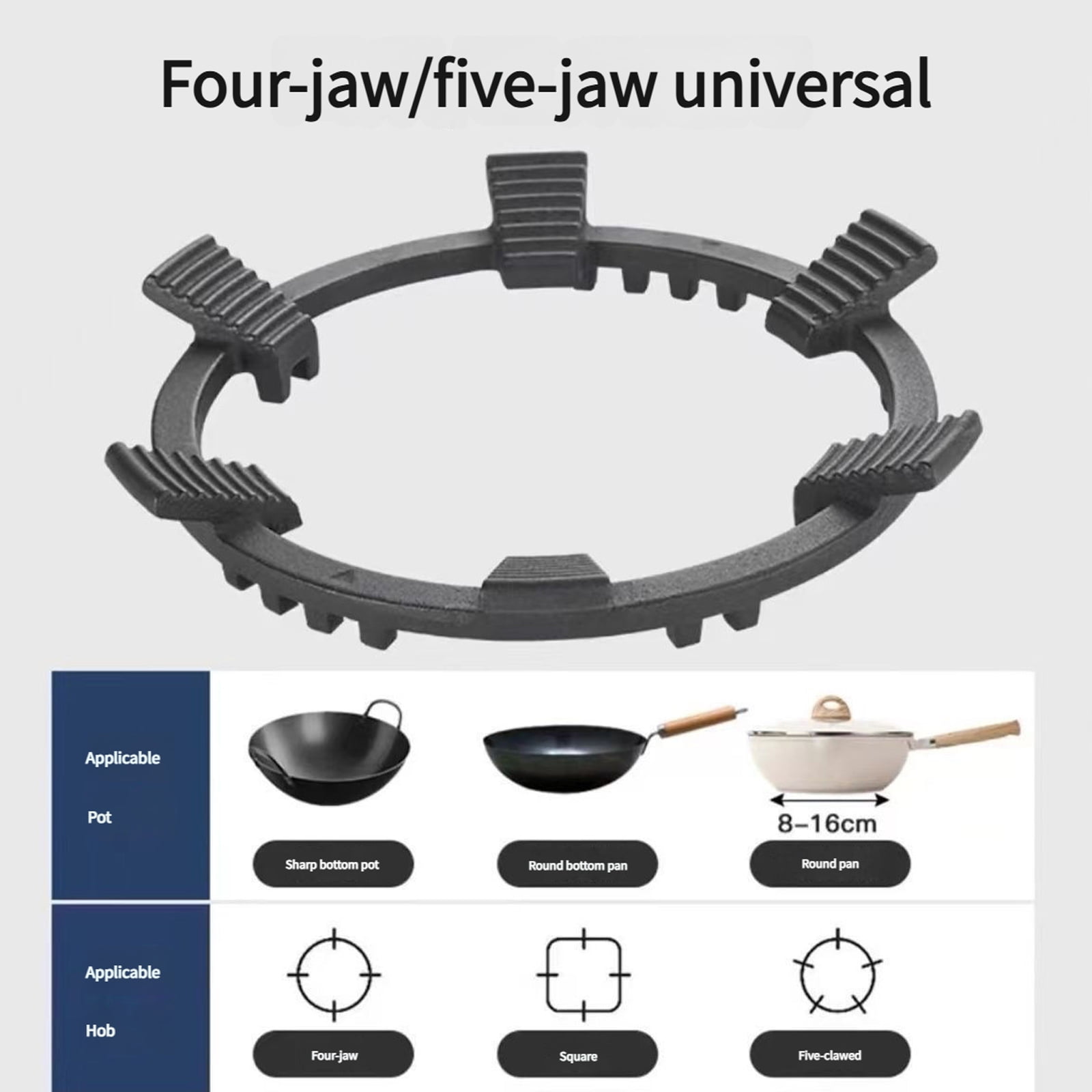Heavy Duty Nonslip Cast Iron Wok Stand Stabilizer Durables Gass Stove Rack for Restaurant & Home Kitchen