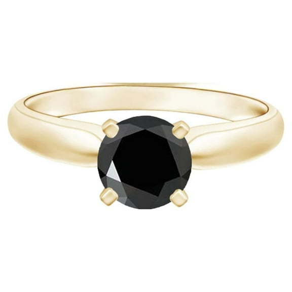 Round 0.55 Ctw Black Spinel 925 Silver Yellow Gold Vermeil Stackable Ring