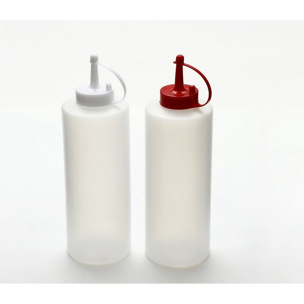 Set of 2 ALL FOR YOU Squeeze Bottle, White Plastic Cruet Sauce Squeeze ...