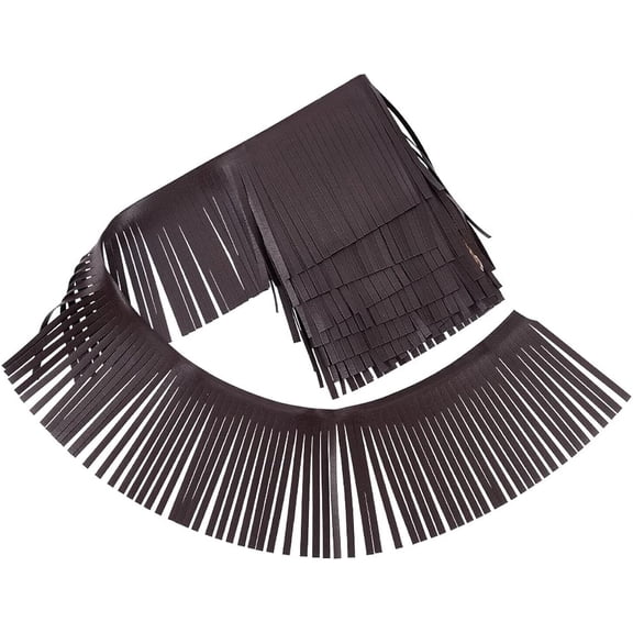2 Yards Leather Fringe Trim 4 Inch PU Leather Tassels Coffee Color Tassel Trim DIY Dance Skirt Tassel Fringe Wrap Cover for Keychain Dress DIY Lamp Shade Bag Sewing Craft Embellishment