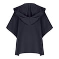 thumbnail image 5 of Cape Jacket for Women Hooded Lapel Pocket Solid Poncho Coat Three Quarter Sleeve Office Leisure Travel Weekend Cover Up with One Piece Drape Look, 5 of 6