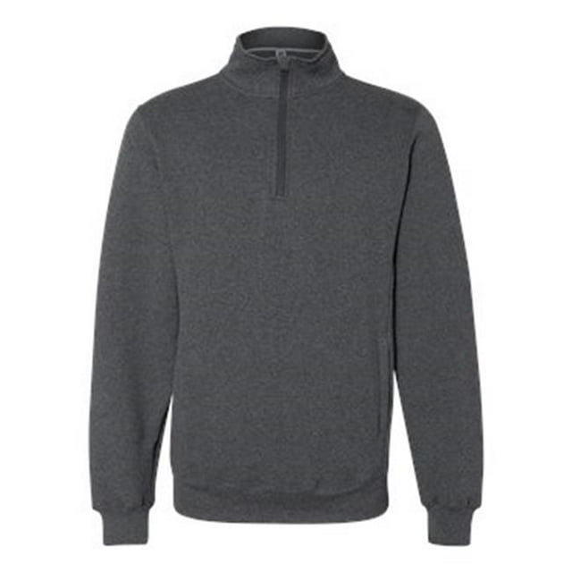 Dri Power Quarter-Zip Cadet Collar Sweatshirt, Black Heather - Medium