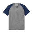 thumbnail image 4 of Henley Shirts for Men Summer Casual Crew Neck Raglan Short Sleeve Color Block Tops Dress Shirts, 4 of 5