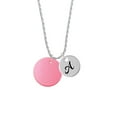 thumbnail image 2 of Delight Jewelry Acrylic 1" Disc Red Imitation Pearl Silvertone Script Initial Disc - A - Charm Necklace, 20"+3", 2 of 4