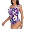 thumbnail image 5 of Daiia Skull colorful mushroom Women's One Piece Swimsuits Personalized One Shoulder Swimwear Asymmetric Ruffle Bathing Suits-Large, 5 of 8