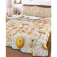 thumbnail image 3 of Quilts Twin-XL Size Bedding Set, Spring White Daisy Lightweight Quilted Comforter, Farmhouse Floral Orange Buffalo Plaid Reversible Bedspread Coverlet with Pillow Covers for All Season, 68" x 98", 3 of 7