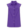 thumbnail image 6 of Sleeveless Tops for Women 2026 Summer Linen Button Down Lapel Collared Business Dressy Casual Office Work Blouse, 6 of 8