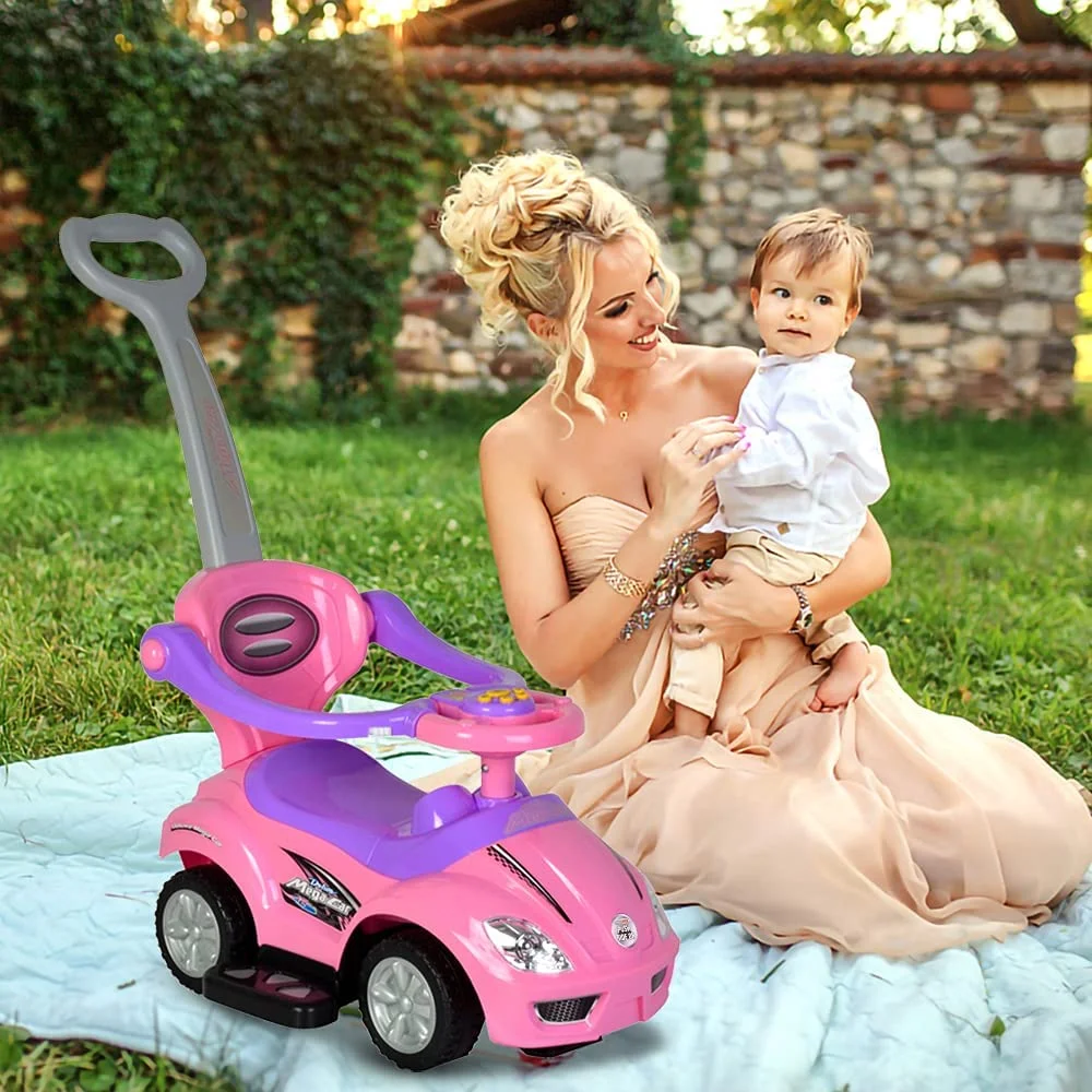 ChromeWheels 3 in 1 Ride on Toys Pushing Car Pink