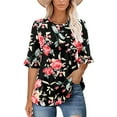 thumbnail image 2 of KISSMODA Womens 3/4 Length Sleeve Tops Summer Blouses Spring Ruffle Tunic T-Shirts Dressy Casual, 2 of 5