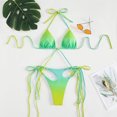 thumbnail image 2 of Traje de baño de bikini para mujer, hermoso estampado, cuello halter, correas cruzadas, traje de baño sin espalda, verde claro L, 2 of 4