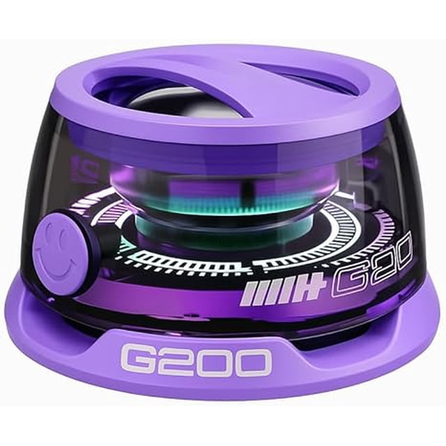 Altavoz Bluetooth magnético G200 con luz RGB: mini altavoz Bluetooth portátil, sonido estéreo de rango completo para jugar, videojuegos, regalo perfecto para adolescentes y escuchar música. (Morado)